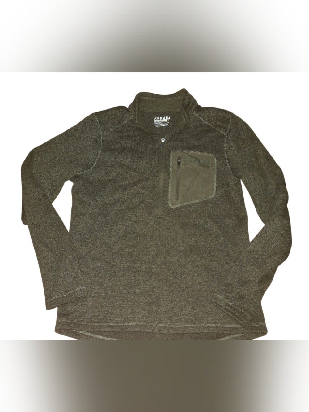 KUIU Men's Green Half-Zip Pullover with Zip Chest Pocket